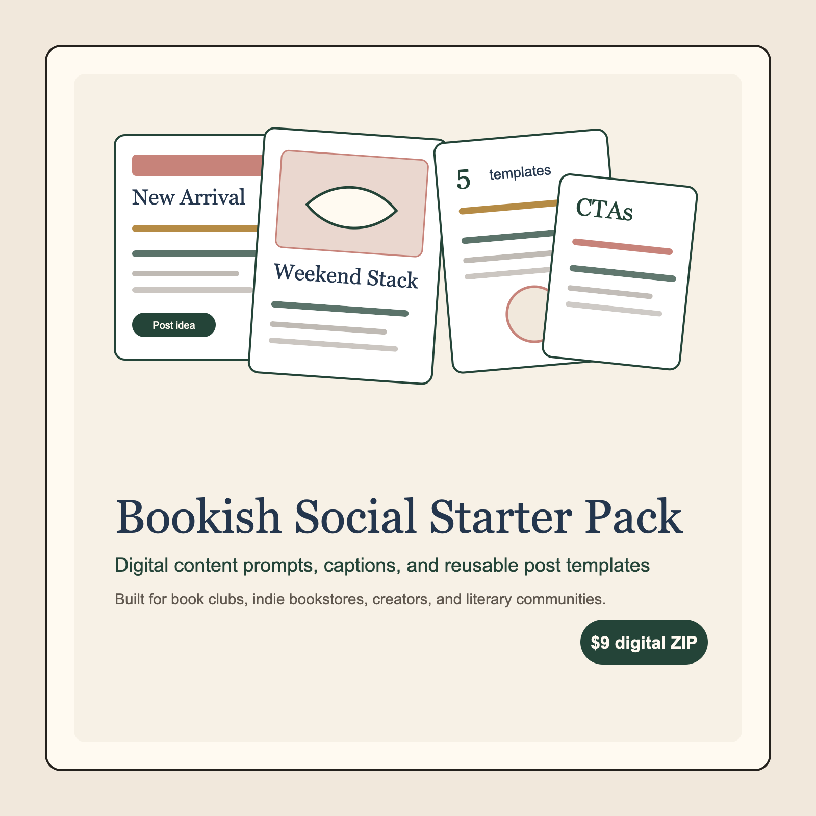 Bookish Social Starter Pack digital download product card