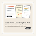 Hand-Drawn Launch Caption Pack digital download product card